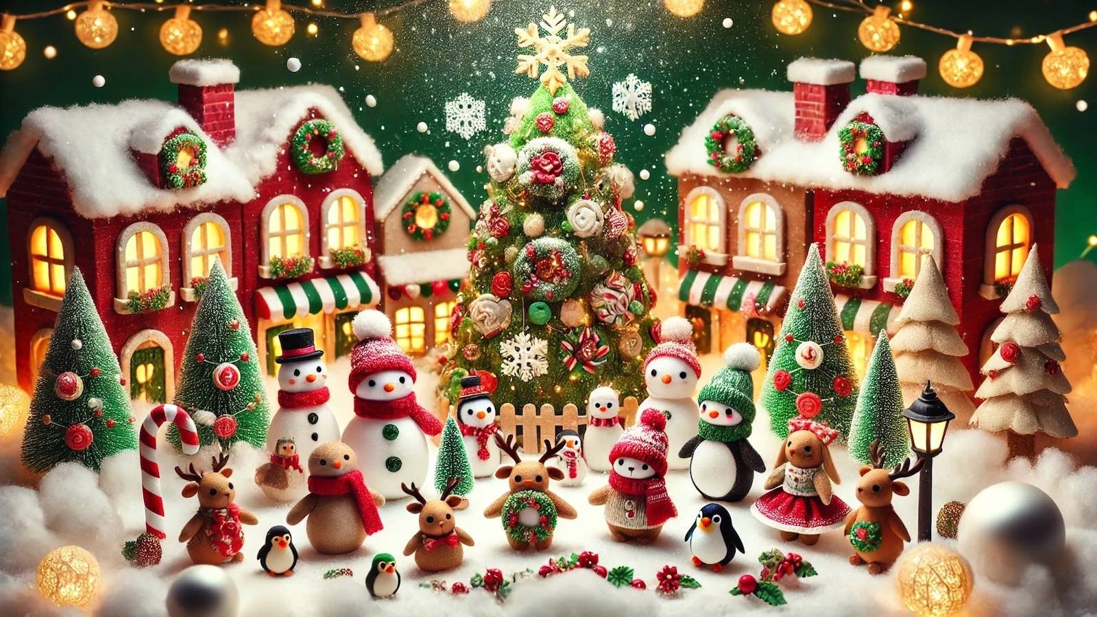 Magical winter wonderland with Christmas tree and festive decorations in San Antonio